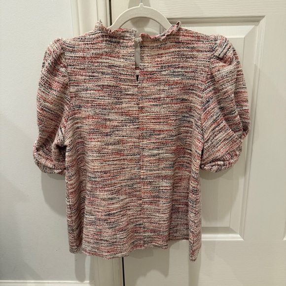 Fate Tweed multi color short sleeve puff sleeve top - Picture 5 of 7